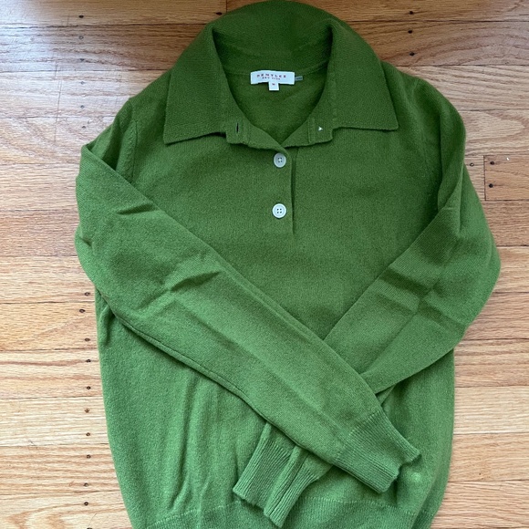 Demylee Sweaters - Demylee 100% Cashmere Nial Polo Sweater in Clover
